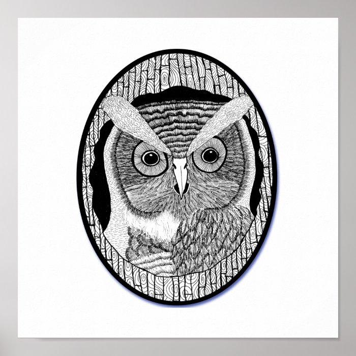 Oval Tree Owl Poster