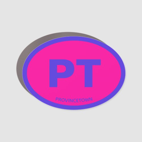 OVAL TWO LETTER CUSTOMIZABLE BLUE PINK NEON CAR MAGNET