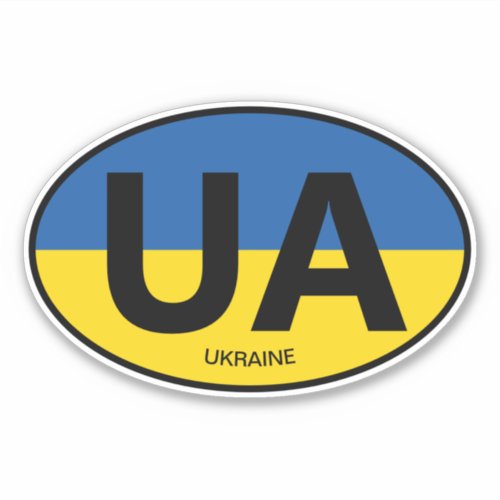 Oval Ukraine flag country code vinyl car sticker