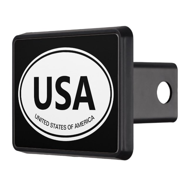 Oval USA country code or state abbreviation towing Hitch Cover (Left)