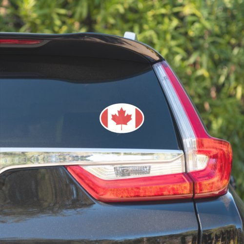 Oval vintage Canadian flag vinyl car sticker