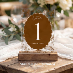 Oval Vintage Frame Brown Wedding Table Numbers