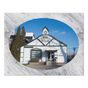 Oval Wedding Photo Marble Background 14 x 12 Faux Canvas Print