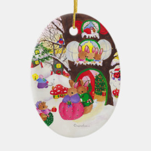 Oval Woodland Christmas ornament