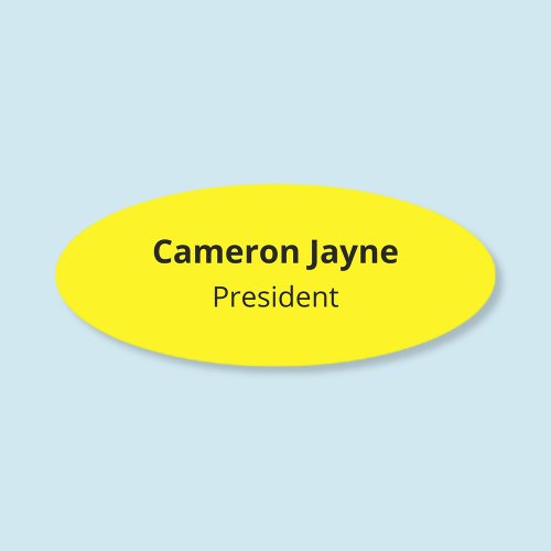 Oval Yellow Name Tag Badge Customizable