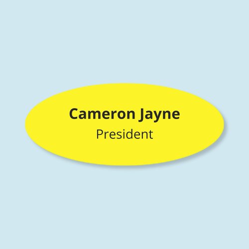 Oval Yellow Name Tag for Employees No Minimum