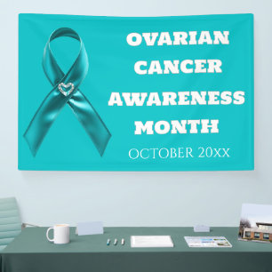 Ovarian Cancer Awareness cervical teal ribbon Banner