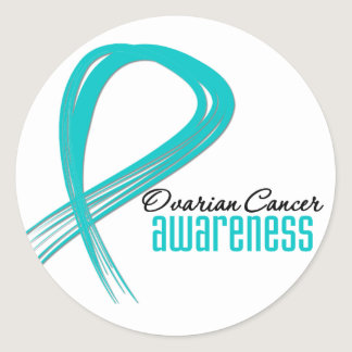 Ovarian Cancer Awareness Grunge Ribbon Classic Round Sticker