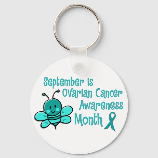 Ovarian Cancer Awareness Month Bee 1.3 Keychain (Front)