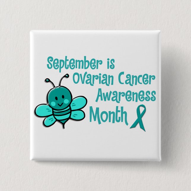 Ovarian Cancer Awareness Month Bee 1.3 Pinback Button (Front)