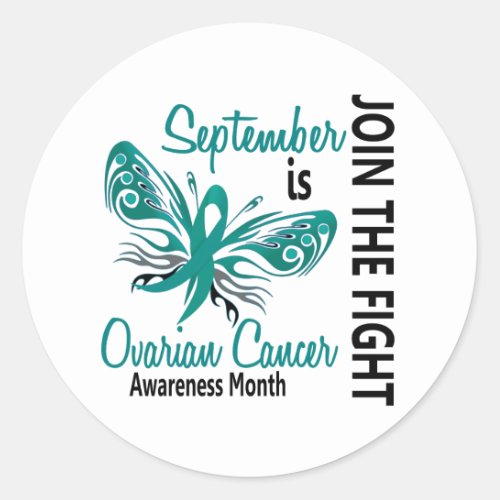 Ovarian Cancer Awareness Month Butterfly 31 Classic Round Sticker