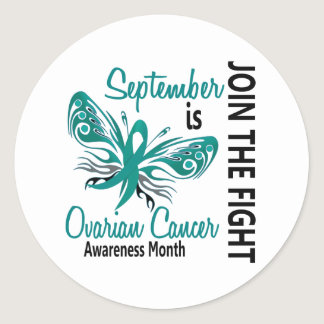 Ovarian Cancer Awareness Month Butterfly 3.1 Classic Round Sticker