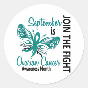 Ovarian Cancer Awareness Month Butterfly 3.1 Classic Round Sticker
