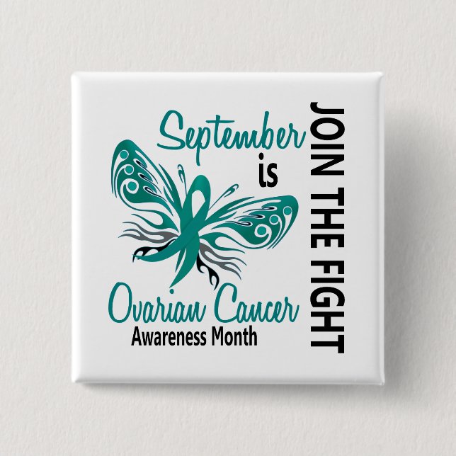 Ovarian Cancer Awareness Month Butterfly 3.1 Pinback Button (Front)