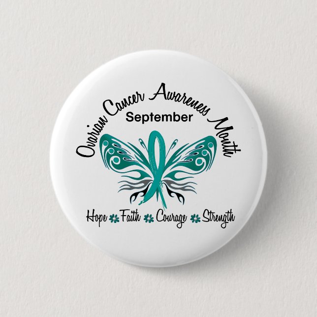 Ovarian Cancer Awareness Month Butterfly 3.2 Pinback Button (Front)