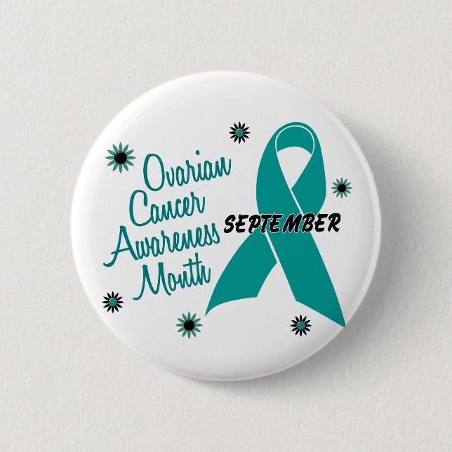 Ovarian Cancer Awareness Month Flowers 1 Pinback Button (Front)