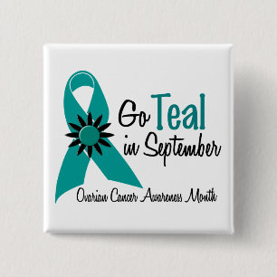 Ovarian Cancer Awareness Month Flowers 2 Pinback Button