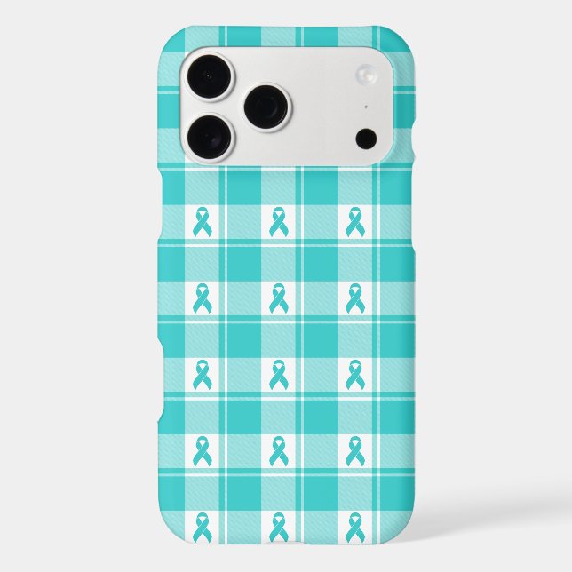 Ovarian Cancer Awareness Plaid, Phone Case, Teal Case-Mate iPhone Case (Back)