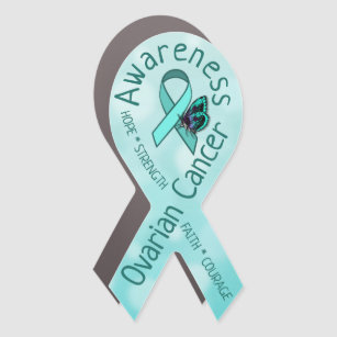 Ovarian Cancer Awareness Ribbon and Butterfly Car Magnet