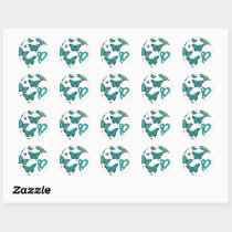 Ovarian Cancer Awareness Ribbon and Butterfly Classic Round Sticker