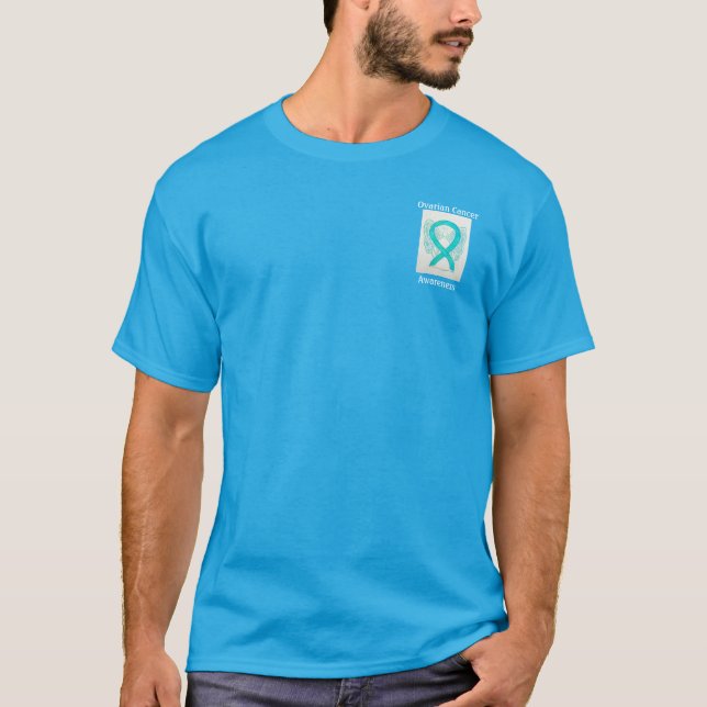 Ovarian Cancer Awareness Ribbon Angel Custom Tee (Front)