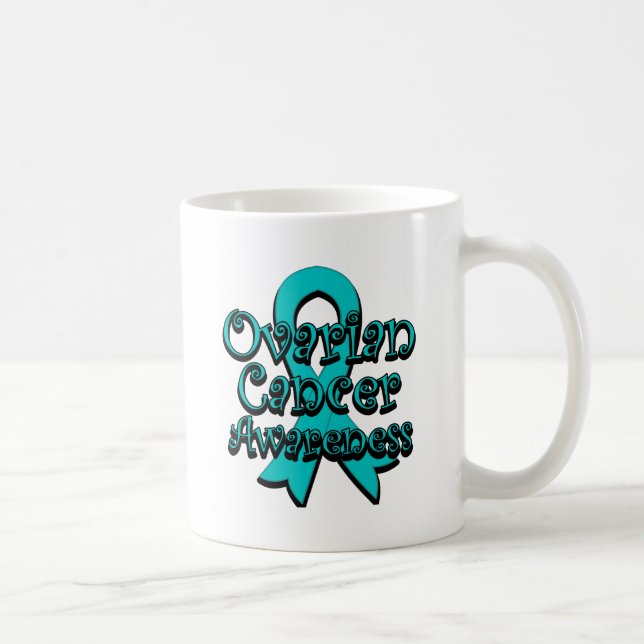 Ovarian Cancer Awareness Ribbon Coffee Mug (Right)