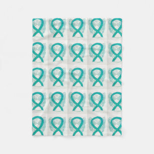 Ovarian Cancer Awareness Ribbon Fleece Blanket