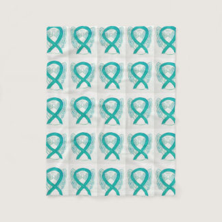 Ovarian Cancer Awareness Ribbon Fleece Blanket