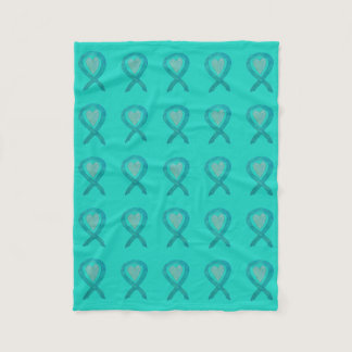 Ovarian Cancer Awareness Ribbon Fleece Blankets