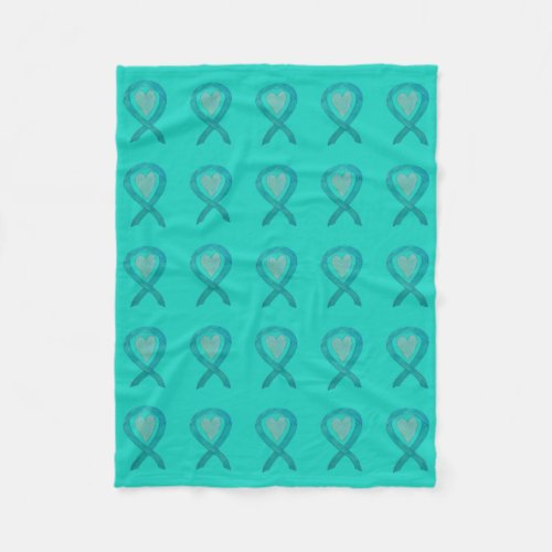 Ovarian Cancer Awareness Ribbon Fleece Blankets