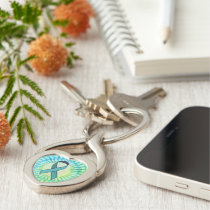 Ovarian Cancer Awareness Ribbon Metal Keychain