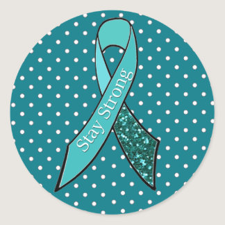 Ovarian Cancer Awareness Ribbon sticker teal