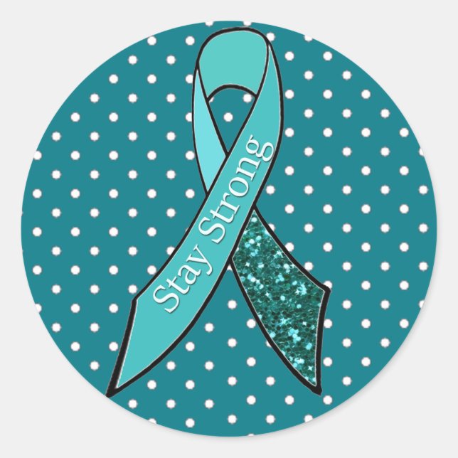 Ovarian Cancer Awareness Ribbon sticker teal (Front)