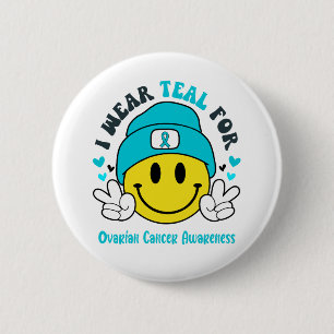 Ovarian Cancer Awareness Ribbon Support Gifts Button