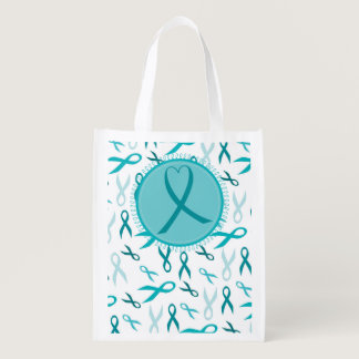 OVARIAN CANCER AWARENESS RIBBONS GROCERY BAG