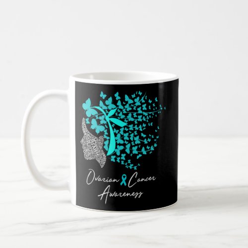 Ovarian Cancer Awareness Teal Butterflies Coffee Mug