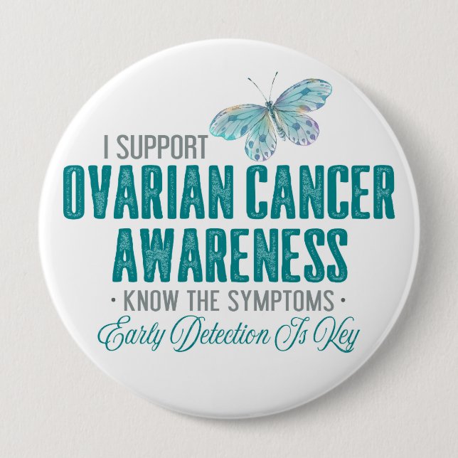 Ovarian Cancer Awareness | Teal Butterfly Button (Front)