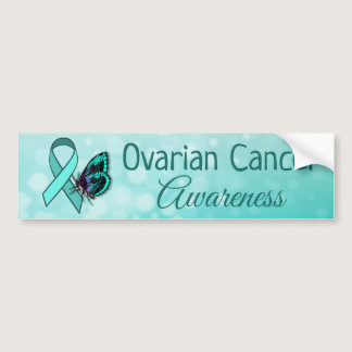 Ovarian Cancer Awareness Teal Butterfly Ribbon Bumper Sticker
