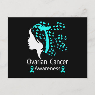 Ovarian Cancer Awareness Teal Ribbon Announcement Postcard