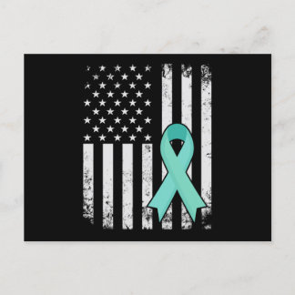 Ovarian Cancer Awareness Teal Ribbon Announcement Postcard