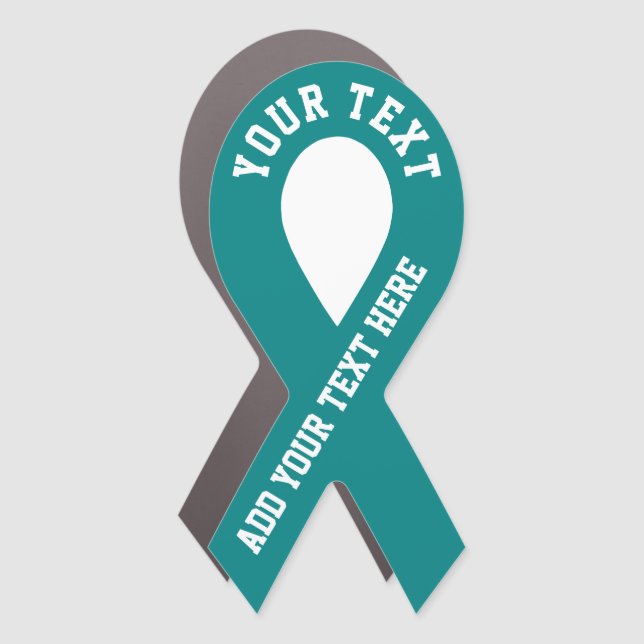 Ovarian Cancer Awareness Teal Ribbon Car Magnet (Front)