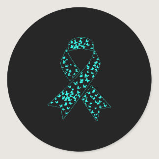 Ovarian Cancer Awareness Teal Ribbon Classic Round Sticker