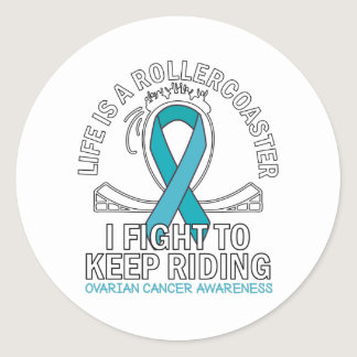 Ovarian cancer awareness teal ribbon classic round sticker