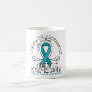 Ovarian cancer awareness teal ribbon coffee mug