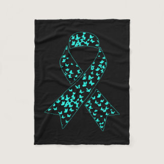 Ovarian Cancer Awareness Teal Ribbon Fleece Blanket