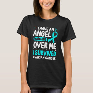 Ovarian Cancer Awareness Teal Ribbon I Angel T-Shirt