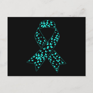 Ovarian Cancer Awareness Teal Ribbon Invitation Postcard