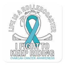 Ovarian cancer awareness teal ribbon square sticker