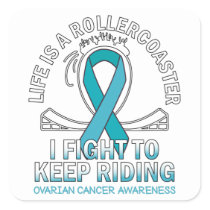 Ovarian cancer awareness teal ribbon square sticker
