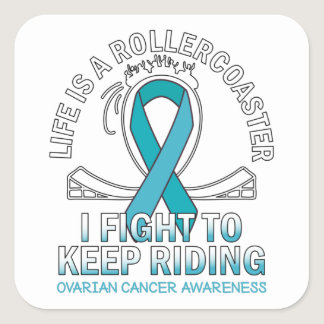Ovarian cancer awareness teal ribbon square sticker